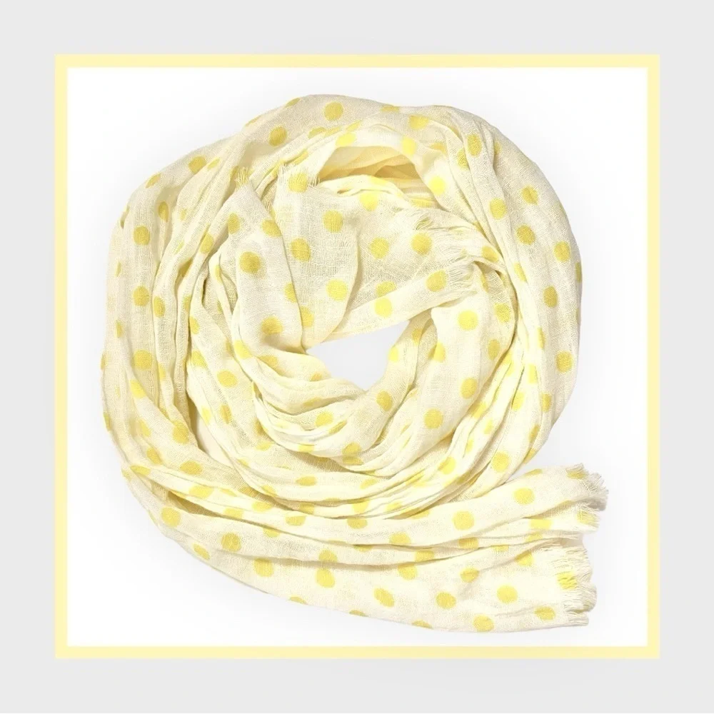GAP scarf, white with yellow polka dots
